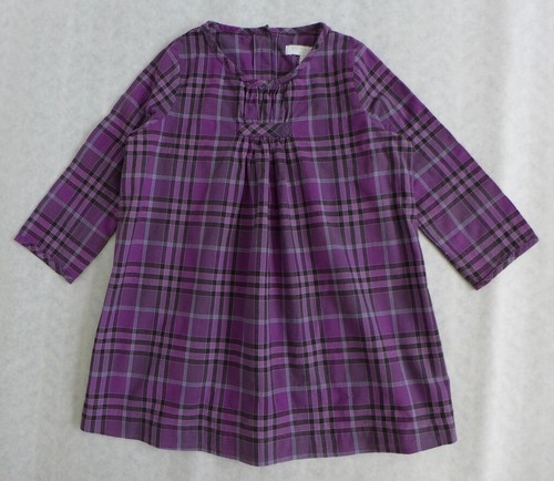 BURBERRY Abito BURBURRY bambina viola a quadri manica lunga girocollo linea A taglia 18 mesi