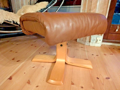 Hocker Leder Vintage 60er Fußhocker Retro Ottomane Danish Pouf Westnofa Ära B27 - Bild 1 von 4
