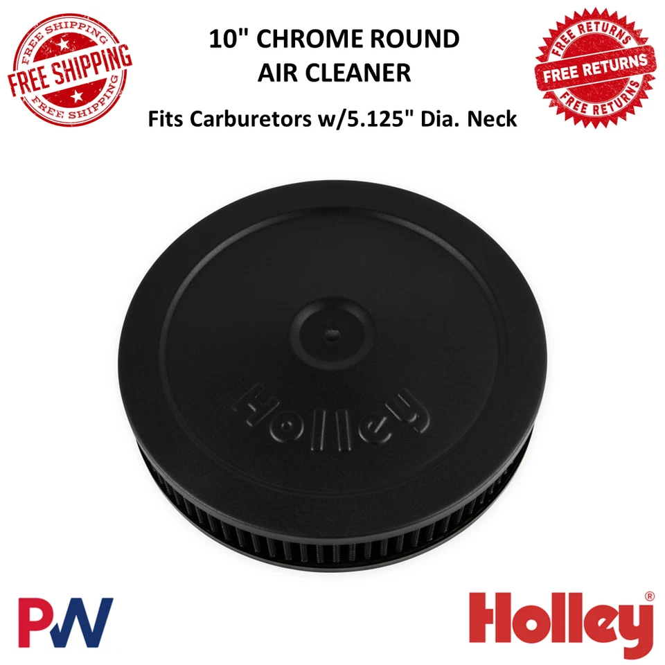 Limpador de ar redondo preto Holley 10" para carburadores com 5,125" diâmetro pescoço #120-145B - Imagem 1 de 4