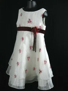  Girls Special Occasion Easter  Dress Muneca Size Maroon & Creme GUC! - Picture 1 of 8