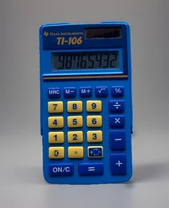 Texas Instruments TI-106 / Calculette Calculatrice Solaire + Pile / Bleu - Photo 1/6