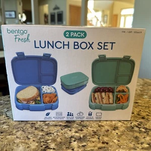 Bentgo Fresh 2-PACK Leak-Proof Lunch Box BUNDLE Blue and Teal Adult or Child NEW - Picture 1 of 11