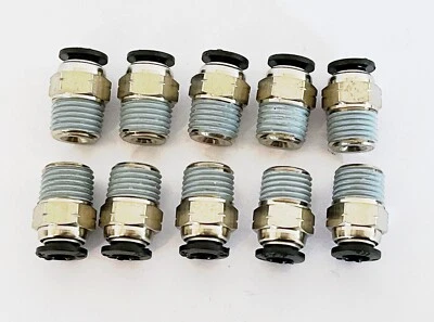 10 PK NITRA Pneumatic Push-To-Connect 1/4" Tube X 1/4" NPT CONNECTOR MS14-14N - Image 1 of 4