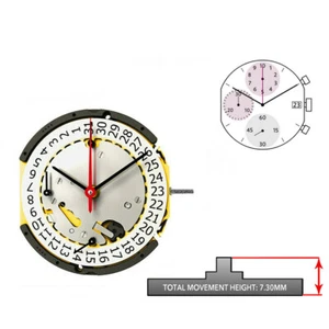 Movimiento de reloj cronógrafo de cuarzo 25,6 mm fecha a 3 manecillas para Ronda 3540.D D - Imagen 1 de 10