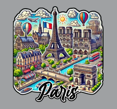 TEXAS HART DESIGNS Paris France Fridge Magnet