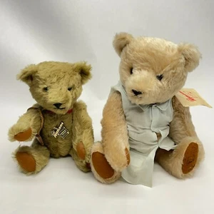PAIR VINTAGE ALTHANS MOHAIR TEDDY BEARS SIGNED NUMBERED 16" & 13" 17/40 16/150 - Picture 1 of 12