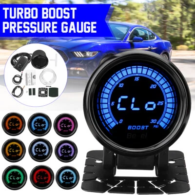 2" 52mm Car Turbo Boost Pressure Gauge Meter Digital LED Display + Sensor 30PSI - Image 1 of 4
