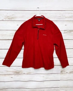 Eddie Bauer Mens Fleece Jacket Size XL Red 1/4 Zip Long Sleeve - Picture 1 of 8