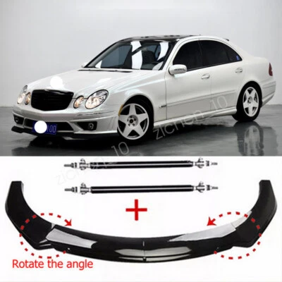 For Mercedes-Benz W211 E63 AMG Gloss Front Bumper Lip Splitter Chin +Strut Rods - Image 1 of 4
