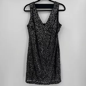 1 State Damen Kleid Größe M Schwarz Ärmellos Pailletten Cut Out Bodycon Mini - Bild 1 von 10