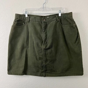 Vintage Y2k Newport News Jeanology Womens Plus Green Denim Grunge Skirt 20W - Picture 1 of 10