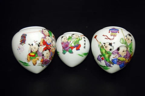 Large Vintage Porcelain Bird Feeders Bowls Cups for Chinese Bamboo Bird Cage Cover