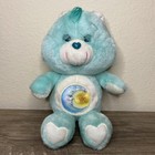 Vintage 1983 Care Bears "Bedtime Bear" Moon/Star 13” Teal Stuffed Plush Kenner