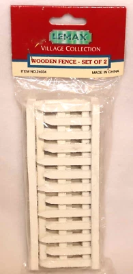 LEMAX VILLAGE WOODEN FENCE SET OF 2 ACCESSORIES 24034 CHRISTMAS - Image 1 of 3