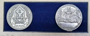 2 Pewter Commemorative Medallion Thailand Bangkok Rattanakosin Bicentennial 1982 - Picture 1 of 4