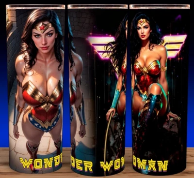 Taza vaso estilo cómic Wonder Woman 20 oz con tapa y pajita Foto 1 de 3
