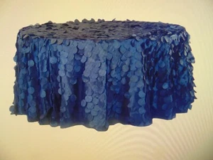 Royal Blue  Petal Circle Taffeta 114" Round Wedding Tablecloth - Picture 1 of 5