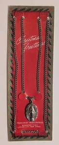 Vtg Christmas Catholic Mary Conceived WO Sin Pray 4 Us Pendant 22" Necklace Gift - Picture 1 of 5