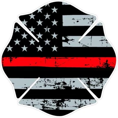3M Thin Red Line Distressed Flag Maltese Cross Reflective Vinyl Decal Fire EMS EMT