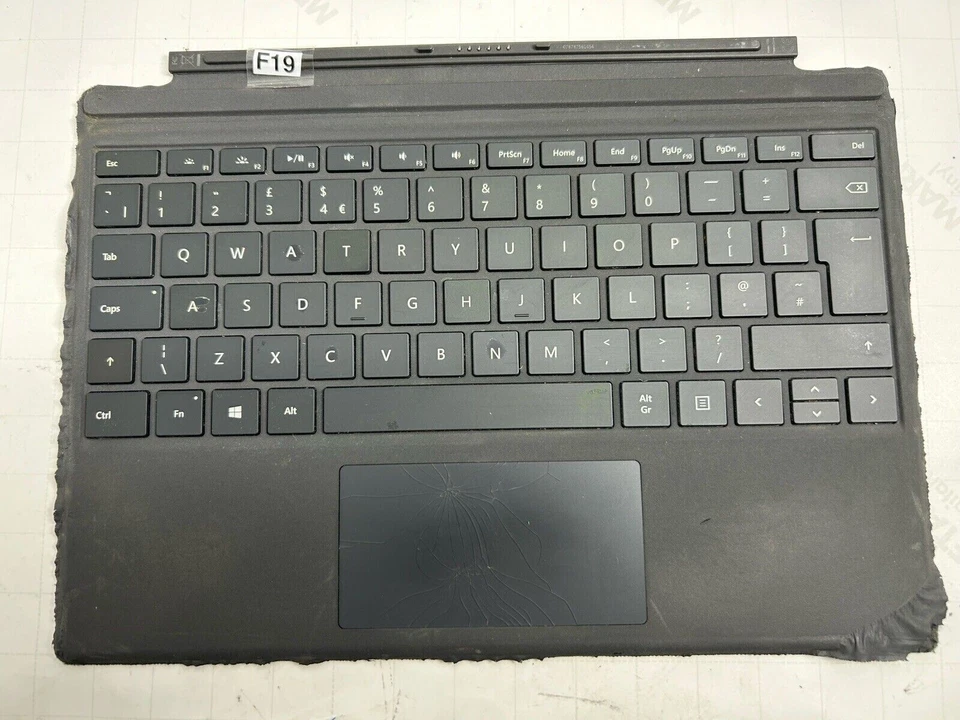 Microsoft Surface Pro 4 5 6 7 Type Cover 1725 UK Keyboard (Cracked Trackpad) F19 - Image 1 of 1