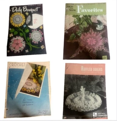 1940s 50s Lot Of Crochet Pattern Books Doilies Favorites Star, Lily, J&P Coats-4 - Image 1 of 4