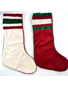 Avon Jubilee Striped Stocking Pair Christmas Red White Green Stripe 2 Pack - Picture 1 of 4