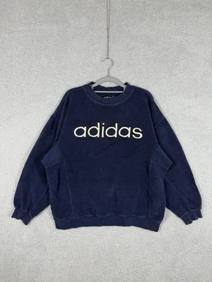 adidas Spellout Logo Reverse Fleece Crewneck Sweatshirt Navy Men’s L - Image 1 of 4