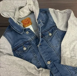 Levi's Youth Size XL - Long Sleeve Trucker With Hood Hybrid Hooded Demin Jacket - Picture 1 of 10