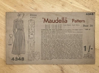 VINTAGE 1940’s MAUDELLA DERSS SEWING PATTERN 4348 - ORIGINAL - COMPLETE - Image 1 of 4