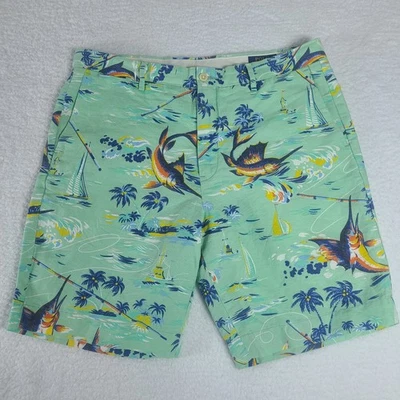 Pantalones Cortos Polo Ralph Lauren Tropical Marlin Vela Mezcla de Lino Calce Clásico Talla 35 Foto 1 de 4