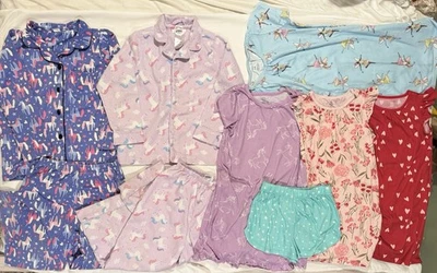 Carters Girls Sz 6 Pajama Bundle Button Down Sets PJs Dresses Pants Christmas - Image 1 of 4