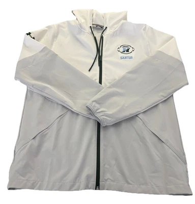 Under Armour 风夹克男式尺寸 LG 灰色/白色跑步全拉链 ~ 热身夹克 — 第 1/4 张图片