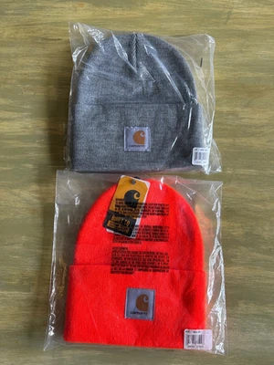 NWT PAIR Carhartt A18 Watch Beanie Cuffed Winter Acrylic Hat Knit Warm FREE SHIP - Image 1 of 4
