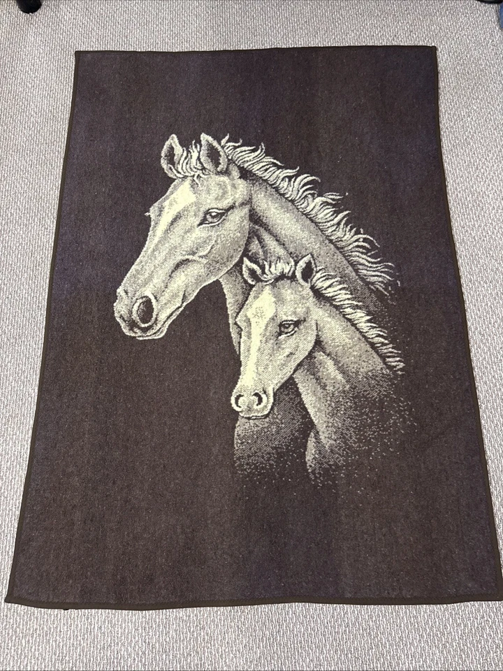 Manta Cabeza Caballo Vintage Reversible Ecuestre Occidental Sin Etiqueta 55x78 Foto 1 de 4