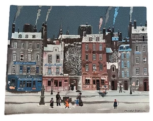 VTG French Michel Delacroix CHAUDS LES MARRON Lithograph ART litho Paris Winter - Picture 1 of 7