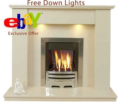 New Marble Fireplace Trent , Beige or White Marble with Free Lights in All Sizes - Image 1 of 4