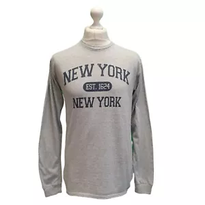 Vintage Tourist T-Shirt Single Stitch New York 80s 90s Grey Long Sleeve Mens M/L - Picture 1 of 4