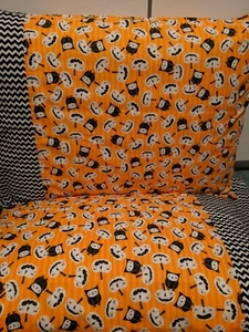 Owl Pumpkin Halloween pattern 100% new Cotton handmade Pillowcase one pair - Picture 1 of 4