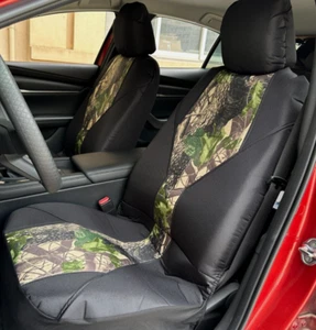 Seat Covers For Dodge RAM 1500 2500 3500 2003-2022 Canvas Front Black Camouflage - Picture 1 of 2