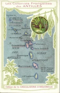 Postal MAPA de las colonias francesas de las Indias Occidentales (1920) - Imagen 1 de 2
