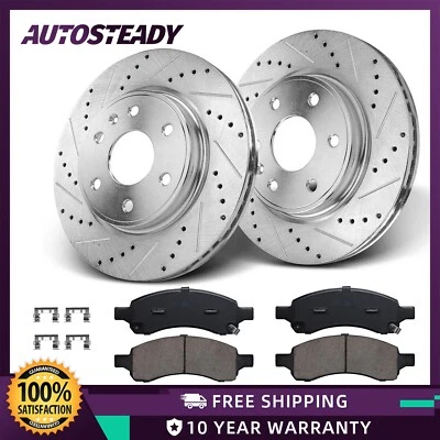 Front Drilled Rotors Brake Pads Kit for 2009 - 17 Traverse 2007 - 16 GMC Acadia Foto 1 de 4