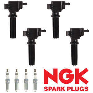 4 Ignition Coil & NGK Ruthenium Spark Plug for 18-20 Ford EcoSport 2.0L l4 UF670