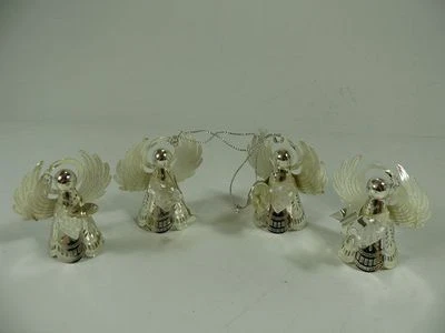 Angelo di Natale IN Metallo Color Argento / 4er Set / Altezza 6,8cm/80,9g - Immagine 1 di 4