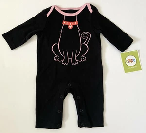 NEW Circo Kitty Cat Baby Bodysuit Jumpsuit Snaps Infant Creeper Black Pink 0-3 - Picture 1 of 6