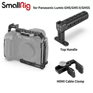 SmallRig Cage CCP2646+Top Handle 1638B+HDMI Cable Clamp for Panasonic GH5/GH5S - Picture 1 of 12