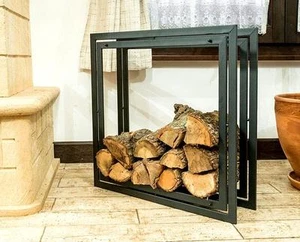 Estante De Leña Square Soporte Para Leña 70 Cm Cesta De Leña Soporte De Madera - Imagen 1 de 11