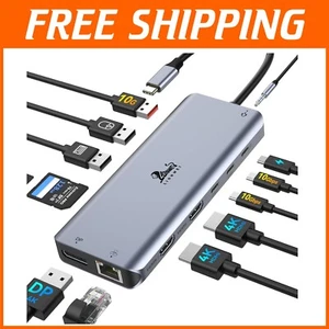 Portable 13-in-1 USB Hub Dock: Dual HDMI, 10Gbps Transfer & Power Delivery - Bild 1 von 10