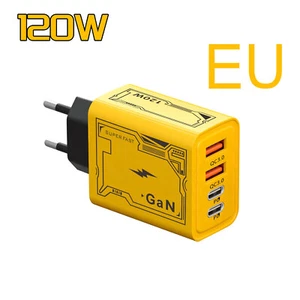 GaN 120W Adapter ładowania 2 PD 2 QC 3.0 Szybkie ładowanie Ładowarka telefonu Wtyczka brytyjska - Zdjęcie 1 z 6