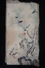Très belle grande peinture chinoise ancienne à la main oiseaux et arbre signée "LvJi"