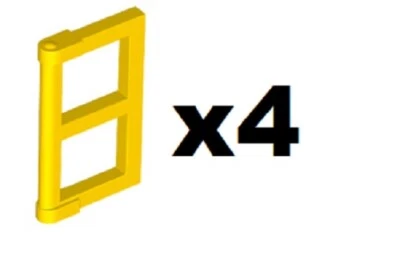 LEGO 4 New Window Panes Yellow 1 x 2 x 3 Thick Corner Tabs 60608 YL03 - Image 1 of 2
